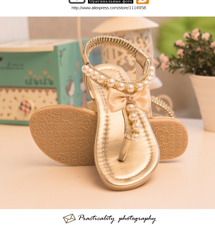 New 2015 Summer Girls Sandals Ankle Flat Beautiful Beading Girls Shoes Fashion Children Sandals Patent Leather Sandalia Infantil free shipping (5)