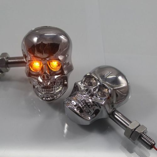 LED Chrome Skull Turn Signal Light for Harley Crusier Chopper