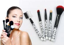 NEW 5Pcs Makeup Blush Eyeshadow Leopard Brushes Lipstic Cosmetic Brushe Set Tool