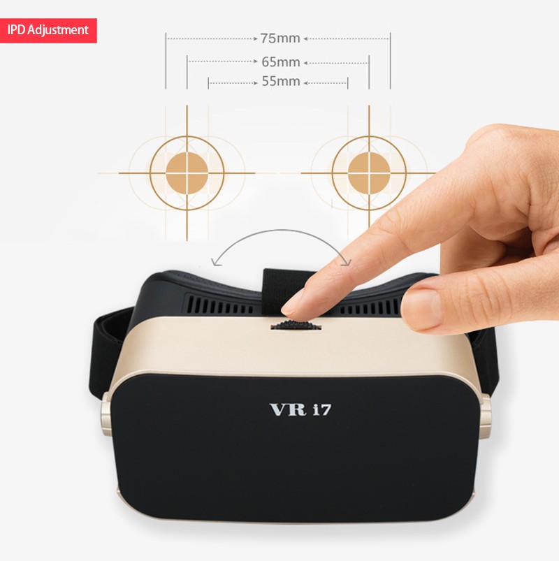 ถูก VR i7 3Dแว่นตาคู่-นูนที่มีPMMAฟองน้ำหมวกกันน็อคแว่นตาสำหรับ4.7-6.0 "โทรศัพท์+บลูทูธGamepadควบคุม