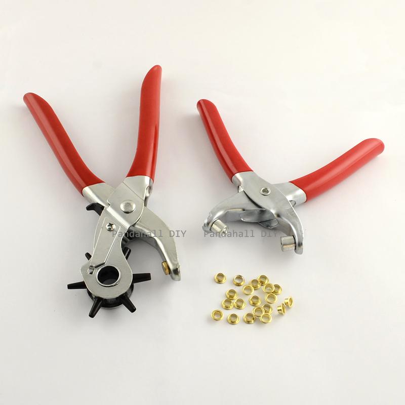 Гаджет  45# Steel Punch Plier Sets, Eyelet Pliers and Iron Findings, Red, 335x110x25mm; 1set indluding 2pliers and 20pcs findings None Инструменты