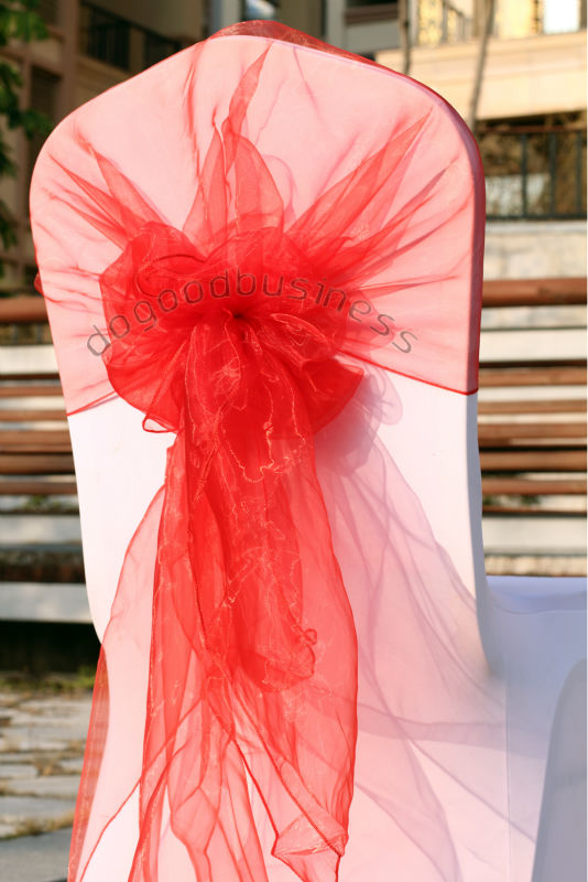 Купить boda red 30pcs/lot, wedding chair sash( 65cm*275cm) organza fabric chair hood wedding favor