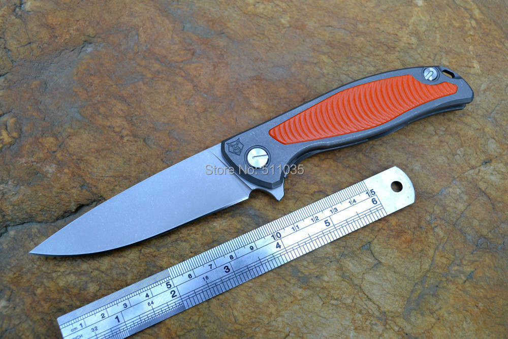 NEW Russian Shirogorov top quality folding Knife Stonewashed blade with ball bearing washer Titanium alloy handle