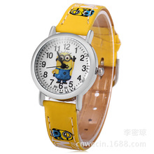 2015 new hot sell 3D Eye minion children Cartoon watch women men quartz watch kids leather watches students sports wristwatches