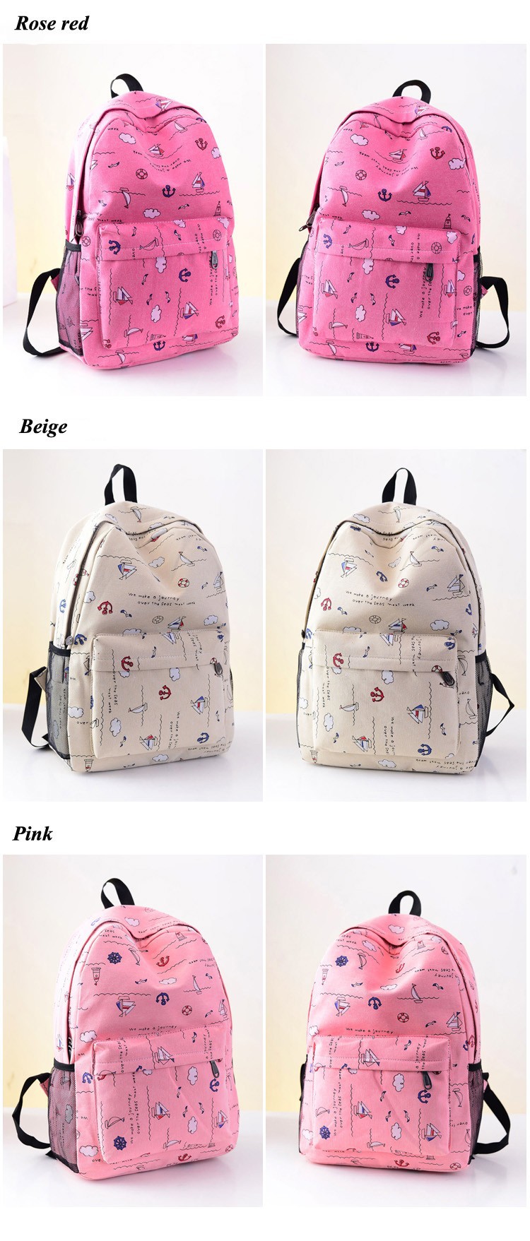 Backpack 2015 New Fashion Cartoon Printed Canvas Leisure Travel Big Capacity School Backpack Free Shipping11