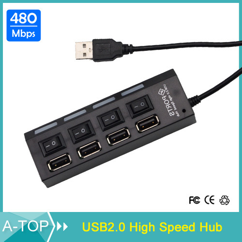 1Pcs Super Speed USB 2 0 HUB 4 Port USB2 0 480Mbps Splitter Adapter With Independent