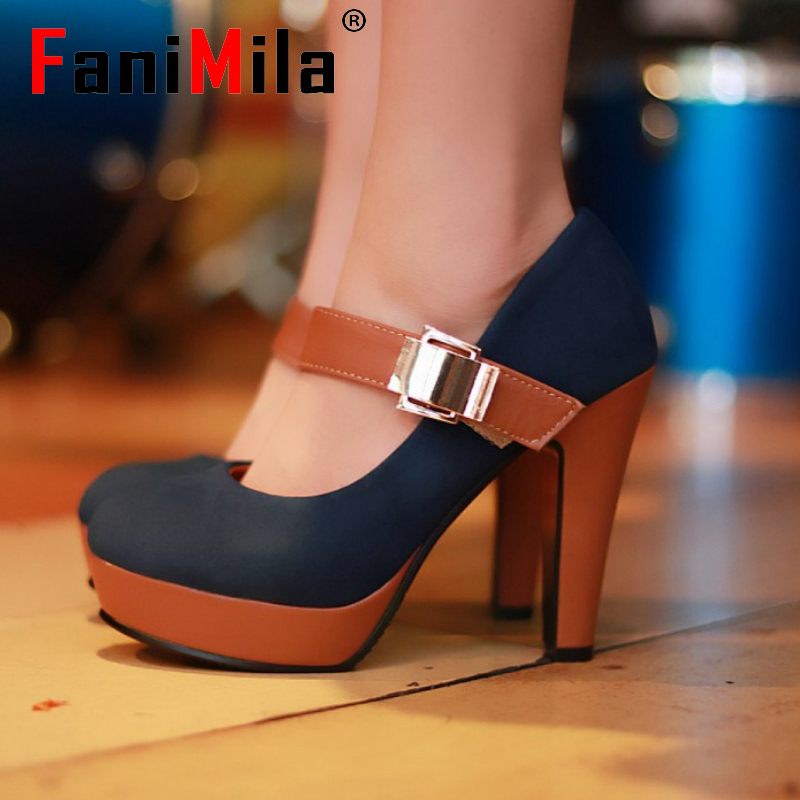 free shipping thick high heel shoes buckle women sexy fashion lady platform pumps P2583 hot sale
