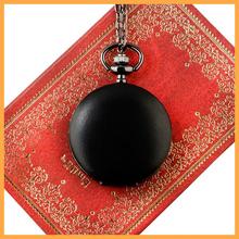Sunshine New Classic Smooth black Dial Vintage Steel Watch Men Quartz Pocket Watch weight 46g chain