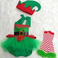 Fashion Casual Baby Girl Tulle Romper Leg Warmers Hat Cute Kids Christmas 3pcs Outfit Set Costume