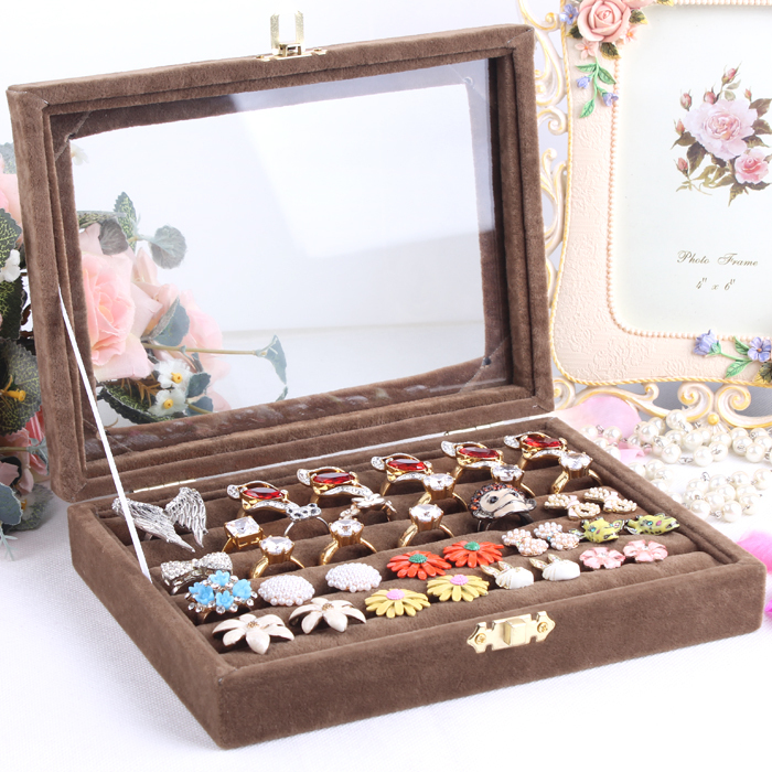 HOT-SALE Free shipping ring Jewelry box Jewelry display and storage acrylic cosmetic organizer stand for rings 5 rows slot