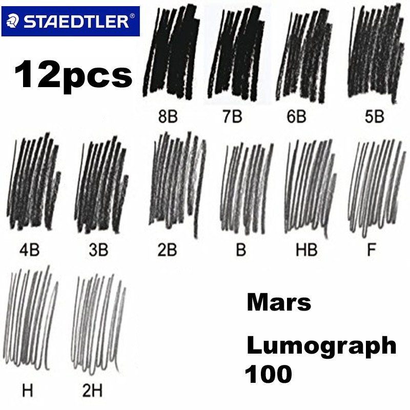Staedtler Mars Lumograph Graphite Drawing Sketching Pencils Set