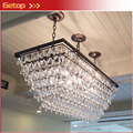 ZX Hot Sale High Quality Waterdrop Crystal Chain LED Chandelier American Retro Rectangle E14 Bulbs Restaurant
