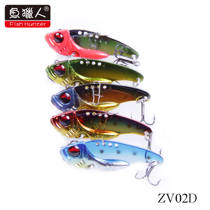 Free Shipping Fish Hunter axe hard bait vibration Vibration ZV02D 42mm 7g swimming Lure Bait hook