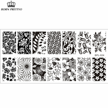 Flower Theme Nail Art Stamp Template Image Plate Rctangular Stamping PLates BORN PRETTY BP-L024 12.5 x 6.5cm