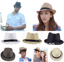 Fashion Womens Mens Unisex Fedora Trilby Gangster Cap Summer Beach Sun Straw Panama Hat Couples Lovers