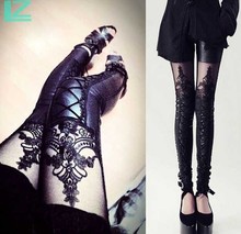 2016 spring NEW punk gothic rock legging sexy lace splice vestidos femininos american apparel Leggings free shipping GRS-813