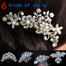 Women Girls Bridal Wedding Silver Crystal Rhinestone Diamante Flower Hair Clip Comb Pin Apparel Accessories Headwear Hair Combs