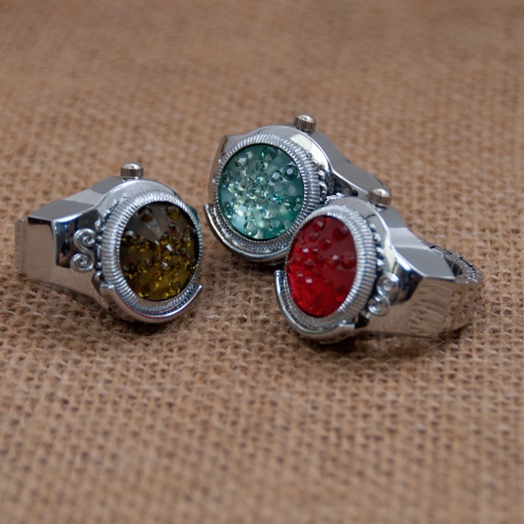 Red, white, black, brown, green, blue, purple, multi color Ring Watchs Steel Round Elastic Quartz wristwatch