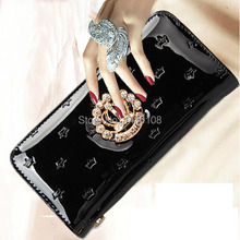 2015 designer new fashion women wallets famous luxury brand top quality pu leather Diamond lady purse hand long balck red wallet