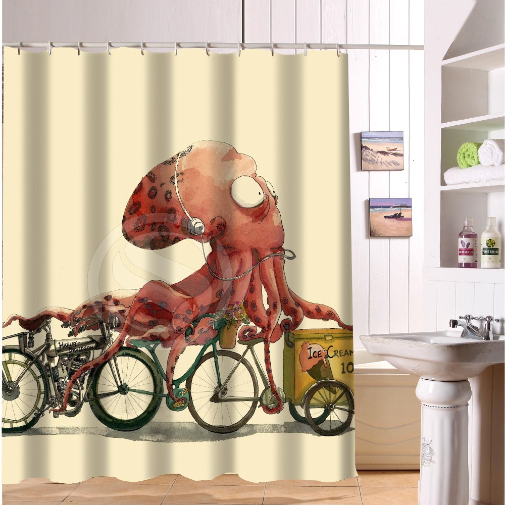 New Classical Design Bathroom Waterproof Modern Shower Curtain Print Art Vintage Octopus Bath Curtains 168x182cm