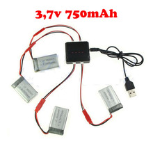 4 X 3.7V 750MAH Battery + charger spare part for MJX X400 X300 rc RC Quadcopter