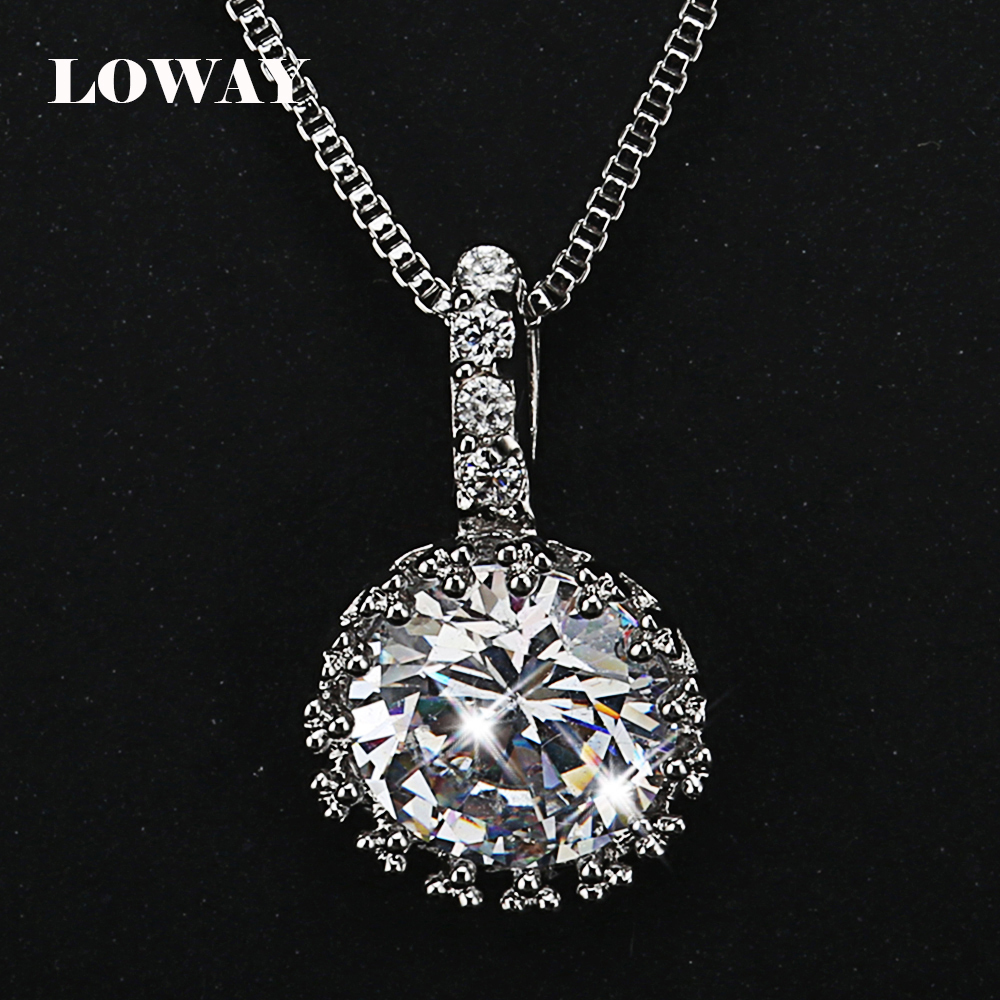 LOWAY Multi Prongs Synthetic Hearts and Arrows CZ Pendant Necklace with 9MM 2 75 Carat Cubic