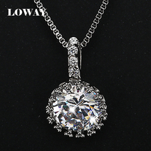 LOWAY Multi Prongs Synthetic Hearts and Arrows CZ Pendant Necklace with 9MM 2.75 Carat Cubic Zirconia Women Jewelry XL1850