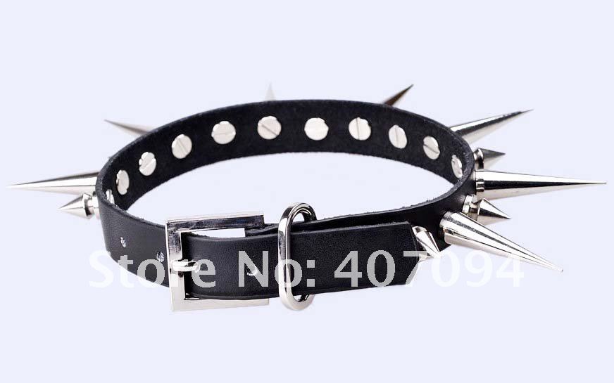 Torques Gargantilla Collar Punk Rock Gótico de Cuero negro de Cuero de Moda Stud Pico Ajustable Hebilla de Collar de La Joyería en Torques de Joyas y