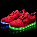 Men Casual Flashing Lights Fly Woven LED Shoes autumn winter warm shoe Unisex Brand Breathable Light