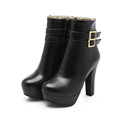 new fashion women boots female women s ankle boots square high heel black white motorcycle boots
