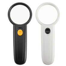 Hot Selling 50mm 2 LED Light Illuminated 5X Handheld Lace Read Magnifier Magnifying Glass For Reading Jewelry Loupes Two Colors