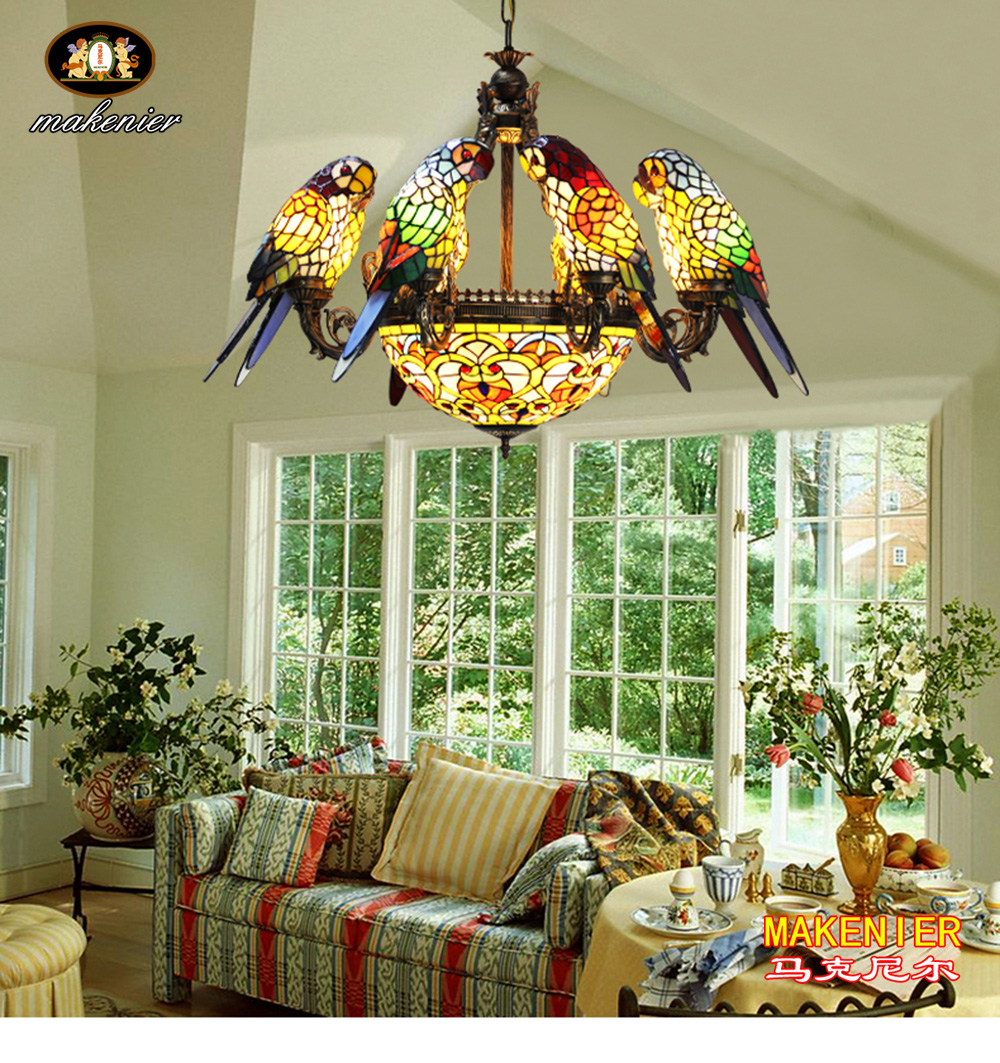 Makernier Vintage estilo Tiffany vitral 8 brazos loro candelabro con