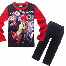 New cartoon Zootopia pijamas kids boys girls long sleeve brand cotton sleepwear set for 3 12Y