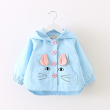 Baby Girl Trench 2016 Spring Fall Next Kids Outerwear&Coat Girl Cotton Jacket Cartoon solid Hooded Windbreaker Children Clothing