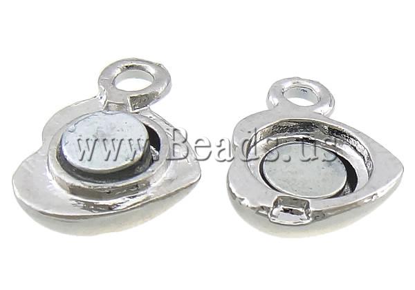 Free shipping!!!Zinc Alloy Magnetic Clasp,Bling, Heart, platinum color plated, single-strand, nickel, lead & cadmium free