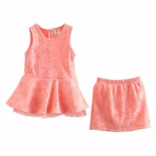 2016 Children clothes girls summer sets floral print sleeveless tops font b kilt b font Korean