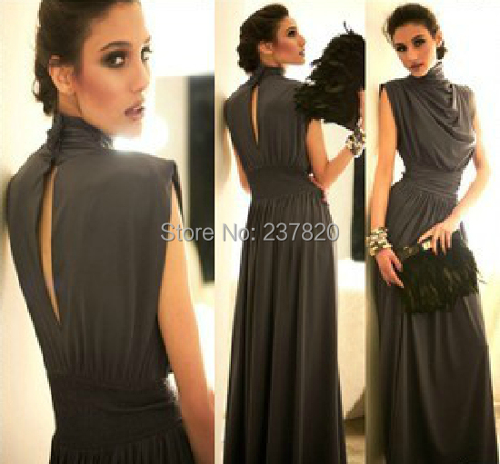 2014 New Fashion Women Sexy Long Maxi Prom Gown Winter Dress Evening Elegant Party Pleated Ruffle Girl 3 colors brand dress