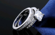 925 Silver Finger Ring on Platinum Plated with 0 8 ct Princess Cut Cubic Zirconia Women