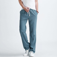 2014 spring and summer men’s fashion casual pants breathable loose linen trousers men straight men’s casual pants big yards