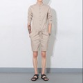 2016 Summer men jumpsuit casual three quarter sleeve fashion overalls one piece clothing set bib pants