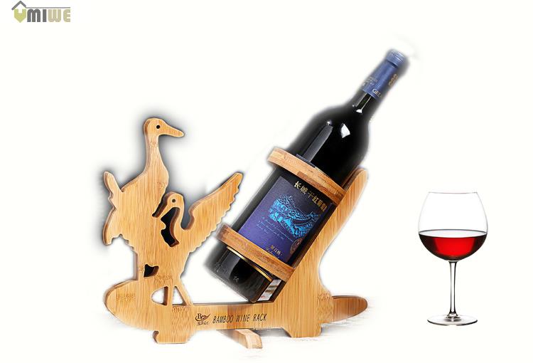 Umiwe-Creative-Mermaid-Bird-Shaped-Bamboo-Wine-Rack-Bottle-Shelf 