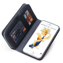 New Large Capacity Zipper Woven Weave Wallet Leather Case Cover Mobile Phone Case For iPhone 6 Plus 6S Plus Housing KS0930