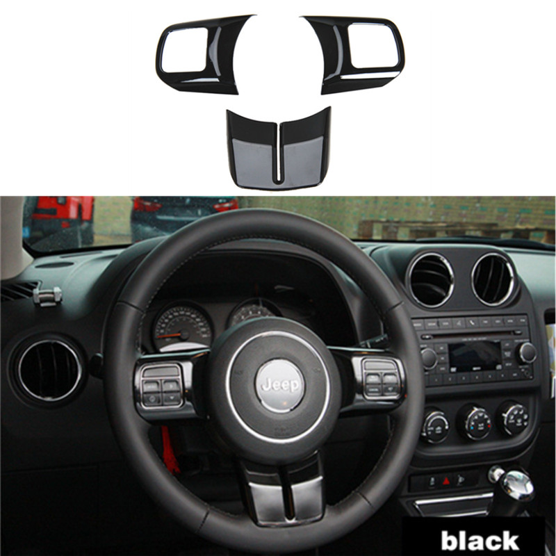 For Jeep Wrangler 2011-2015 1 Set Rugged Ridge ABS Black Steering Wheel Decorative Cover Trim