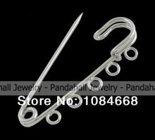 Iron Kilt Pins, Platinum Color, about 16mm wide, 50mm long, hole: 3mm
