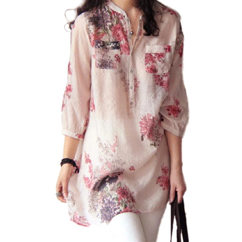 Zanzea Fashion Blusas Femininas 2018 Summer Women Blouses Blouse Casual Floral Print Long Blouse Tops Shirt Plus Size 5XL aeProduct.getSubject()