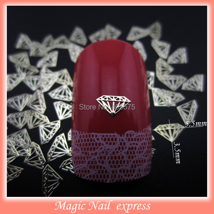 MNS136 3d nail diamond shape gold nail art sticker metal nail studs for nails decorations charms supplies 1000pcs/pack