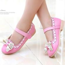 Girls shoes 2015 models bowknot princess shoes light leather Korean students 3color baby leather shoes for