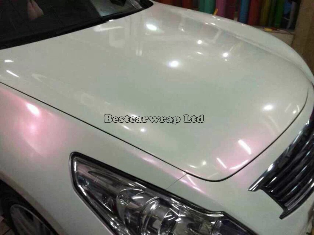 Pearl Gloss white satin pink  pearlescent vinyl Wrapping Film (7)