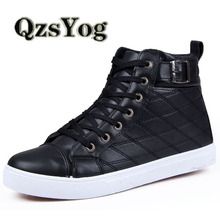 Fashion High Top Men Shoes Winter Lace Up Casual Flat With Leather Shoes Rubber Bottom High Quality Driving Men Trainers Boots