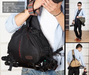 Camera Bag Case Caden K1 Waterproof Messenger Shoulder Camera Bag Video Portable diagonal Triangle Carry Case Black